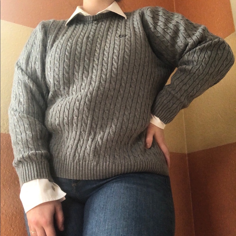 School boy Champ grey embroidery knitted sweater